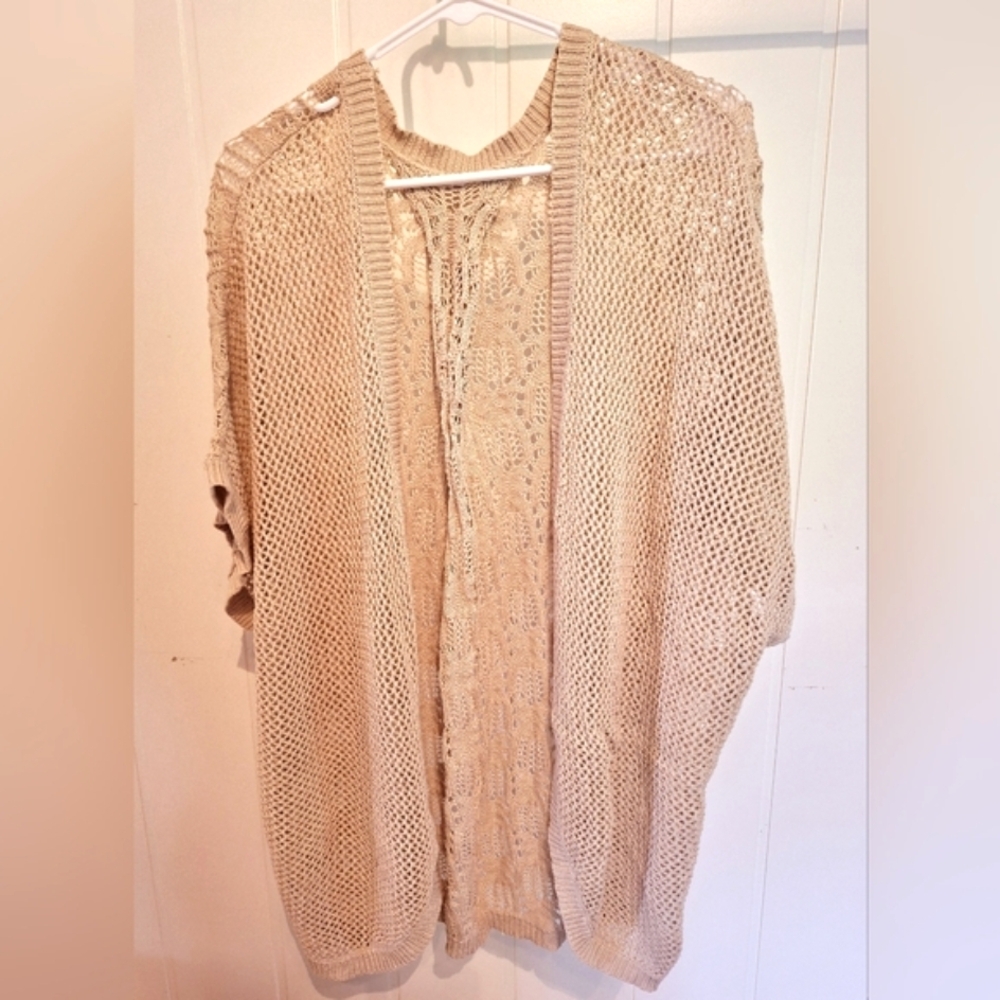 Bohemian Cream Crocheted Women's Sweater Size M Very Good Condition